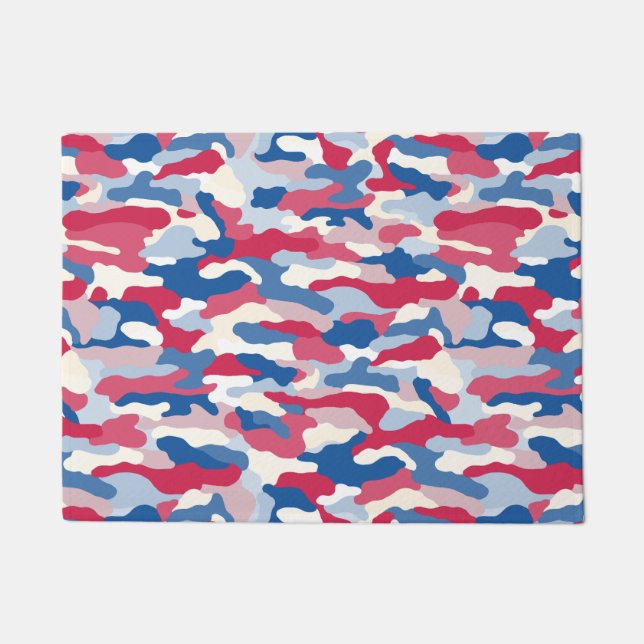 Red White & Blue Camouflage Fußmatte (Vorderseite)