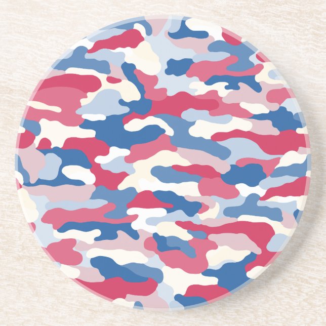 Red White & Blue Camouflage Getränkeuntersetzer (Vorne)