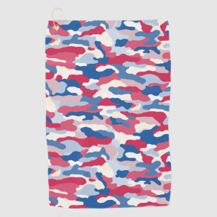 Red White & Blue Camouflage Golfhandtuch