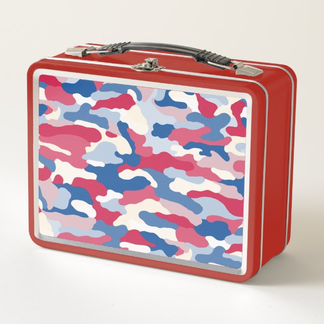Red White & Blue Camouflage Metall Brotdose (Vorderseite)