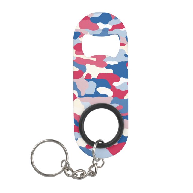 Red White & Blue Camouflage Mini Flaschenöffner (Vorderseite)