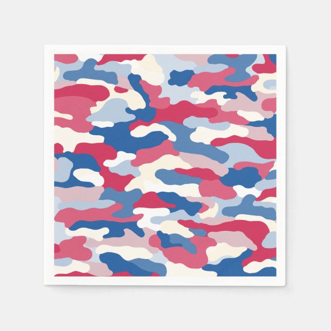 Red White & Blue Camouflage Serviette (Vorderseite)