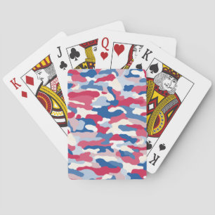 Red White & Blue Camouflage Spielkarten