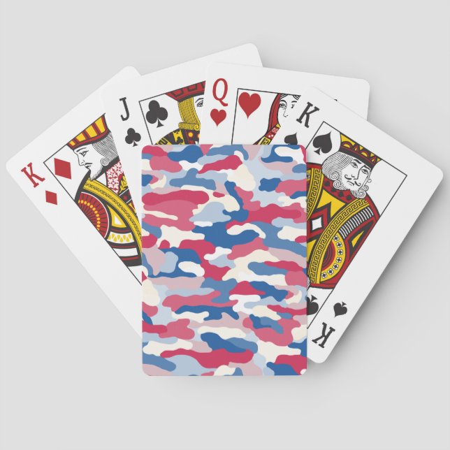 Red White & Blue Camouflage Spielkarten (Rückseite)