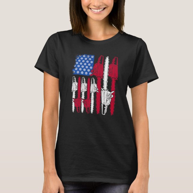 Red White Blue Chainsaw American Arborist 4. J T-Shirt (Vorderseite)