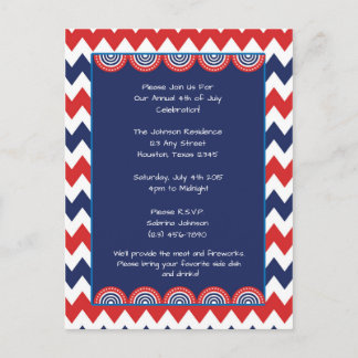 Red White Blue Chevron 4 juillet Invitation de la 
