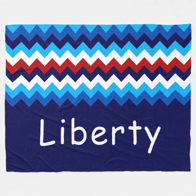 Red White Blue Chevron Custom Large Fleece Blanket (Vorderseite (Horizontal))