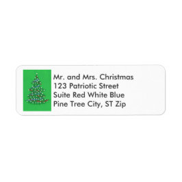 Red White Blue Christmas Tree Address Labels