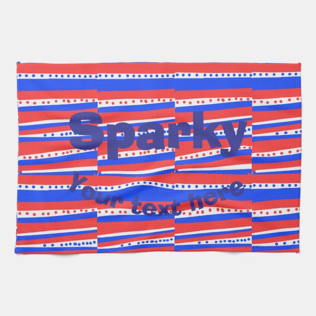 Red White Blue Circles Stripes Geschirrtuch (Horizontal)