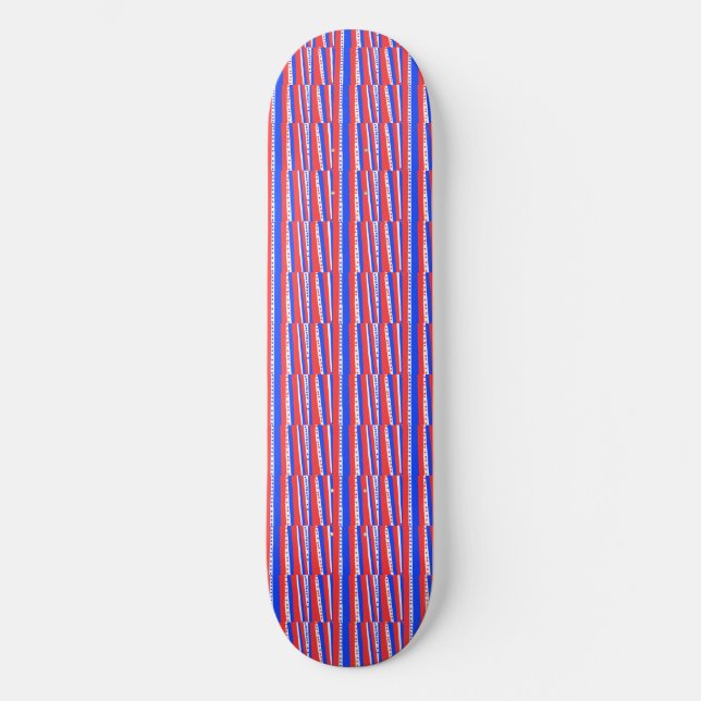 Red White Blue Circles Stripes Skateboard (Vorderseite)