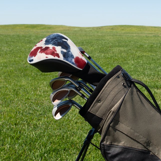 Red White Blue Cowhide Golf Headcover (In SItu)
