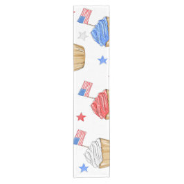 Red White Blue Cupcake Flag Star Patriotic Kurzer Tischläufer