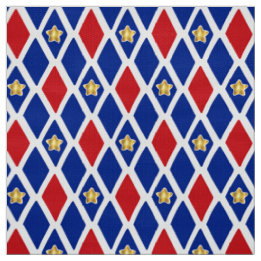 Red White Blue Diamond Gold Star Stoff