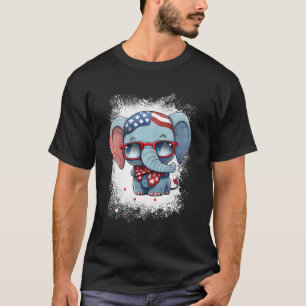 Red White Blue Elephant American Flag 4. Juli T-Shirt