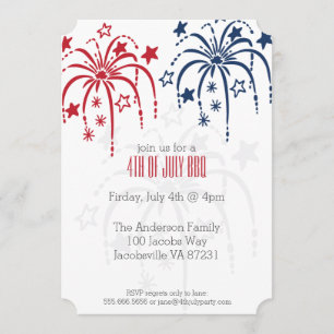 Red White & Blue Fireworks 4. Juli Einladungen