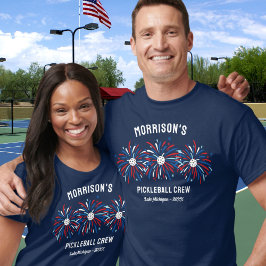 Red White Blue Fireworks 4. Juli Pickleball Crew T-Shirt