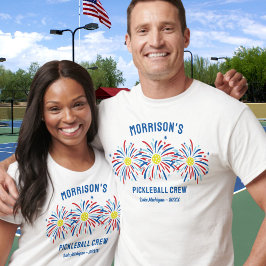 Red White Blue Fireworks 4. Juli Pickleball Party T-Shirt
