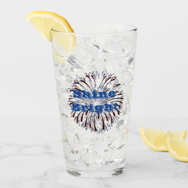 Red White Blue Fireworks Glas (Vorderseite Ice)