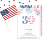 Red White Blue Fireworks GRILLEN 30. Geburtstag Pa Einladung<br><div class="desc">Eine moderne sommerlich inspirierte Party Einladung aus Rot und Blau zum 30. Geburtstag mit handgemalten Wasserfarben-Feuerwerken, Erdbeeren und Heidelbeeren, die unter der Flagge der USA aufgestellt wurden. Ursprünglich habe ich diese Elemente einzeln auf 100% Baumwolle Aquarellpapier gemalt und dann in digitaler Form gescannt, um das fertige Tweaking zu ermöglichen und...</div>
