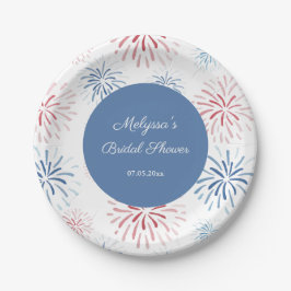 Red White Blue Fireworks Paare Dusche Cookout Pappteller