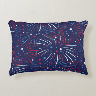 Red White Blue Fireworks Stars Dekokissen