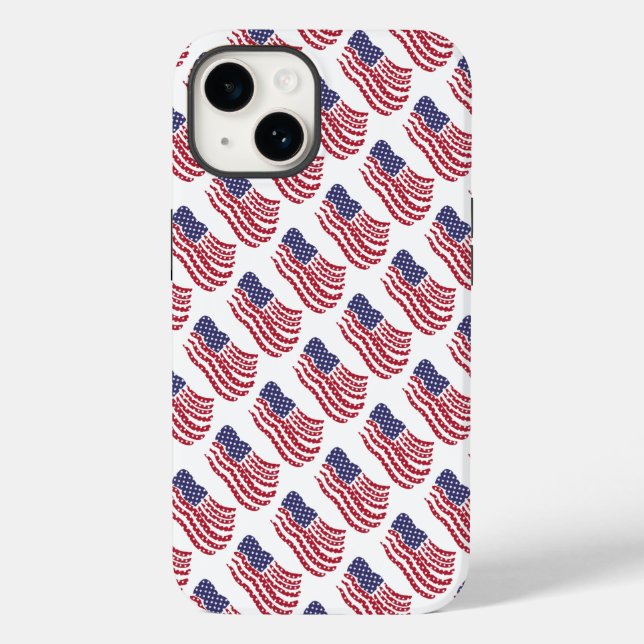 Red White Blue Flag Design Case-Mate iPhone 14 Hülle (Rückseite)