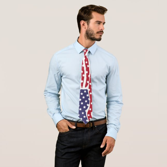 Red White Blue Flag Design Neck Tie Krawatte (Beispiel)