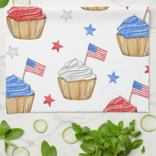 Red White Blue Flag Star Cupcakes Patriotic Geschirrtuch
