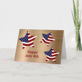 Red White Blue Flag Stars Gold 4. Juli Karte
