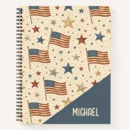 Red White Blue Flags Patriotic Pattern Notizbuch