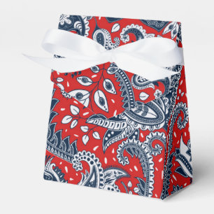 Red White & Blue Floral Paisley Bohemisch Boho Geschenkschachtel