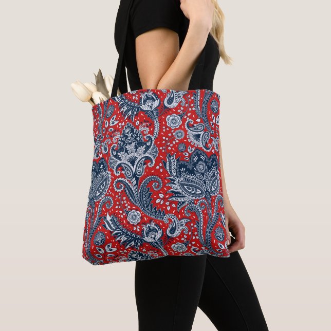 Red White & Blue Floral Paisley Bohemisch Boho Tasche (Von Nahem)