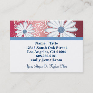 Red White Blue Floral Tribal Daisy Tattoo Muster Visitenkarte