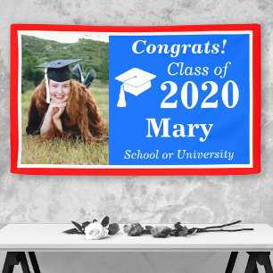 Red White Blue Foto Class 2020 Abschluss Banner