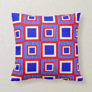 Red White Blue Geometric Kissen