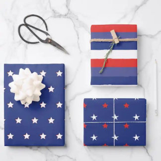Red White & Blue Geschenkpapier Set