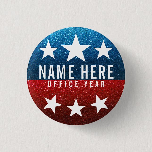 Red White Blue Glitzer American Campaign Template Button (Vorderseite)