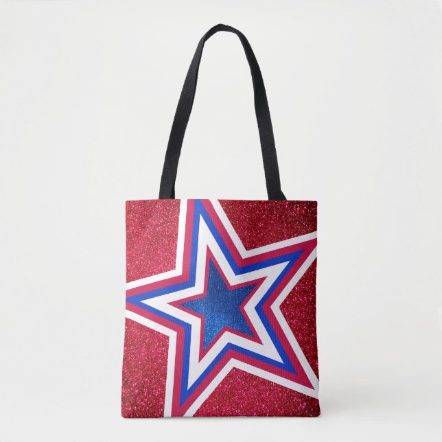 Red White Blue Glitzer American Campaign Template Tasche (Vorderseite)