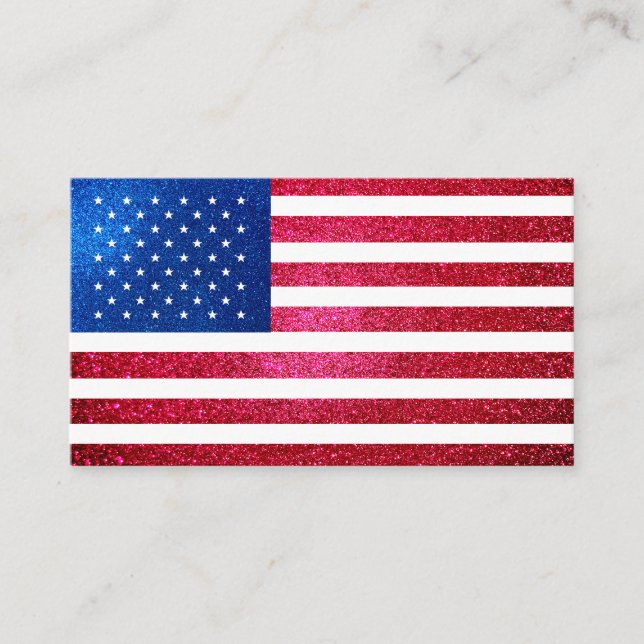 Red White Blue Glitzer American Campaign Template Visitenkarte (Vorderseite)