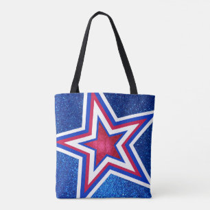 Red White Blue Glitzer American US Flagge Tasche