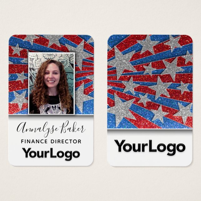 Red White & Blue Glitzer Elect USA Militärisches F (Vorne & Hinten)