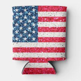 Red White Blue Glitzer Patriotic American USA Flag Dosenkühler
