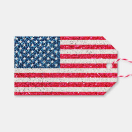 Red White Blue Glitzer Patriotic American USA Flag Geschenkanhänger