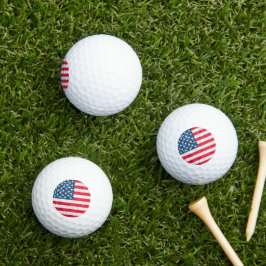 Red White Blue Glitzer Patriotic American USA Flag Golfball