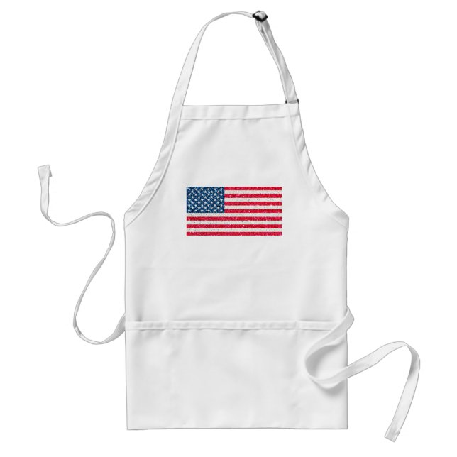 Red White Blue Glitzer Patriotic American USA Flag Schürze (Vorne)