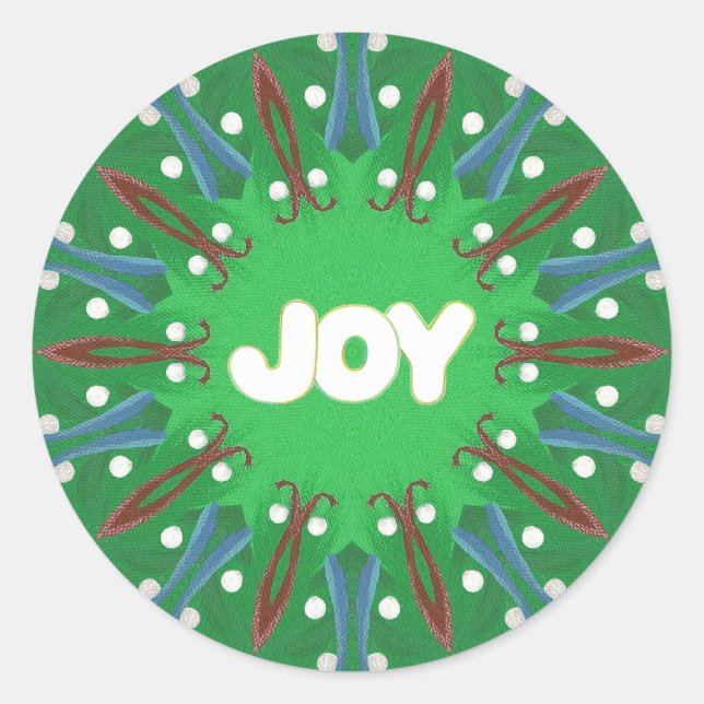 Red White Blue Green Joy Kaleidoscope Patriotic Runder Aufkleber (Vorderseite)