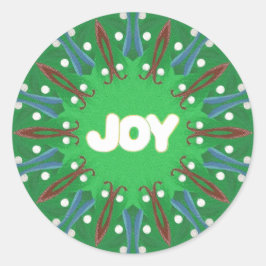 Red White Blue Green Joy Kaleidoscope Patriotic Runder Aufkleber