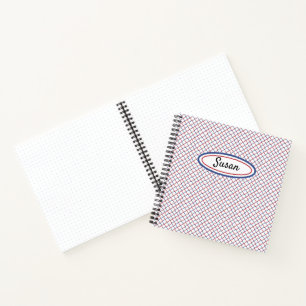 Red White Blue Grid Sketchbook Journal Notizbuch