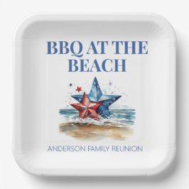 Red White Blue GRILLEN am Strand Pappteller