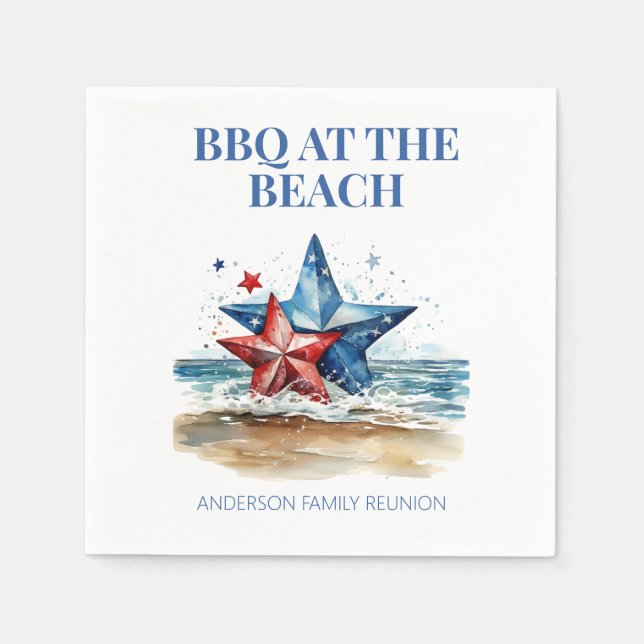 Red White Blue GRILLEN am Strand Serviette (Vorderseite)